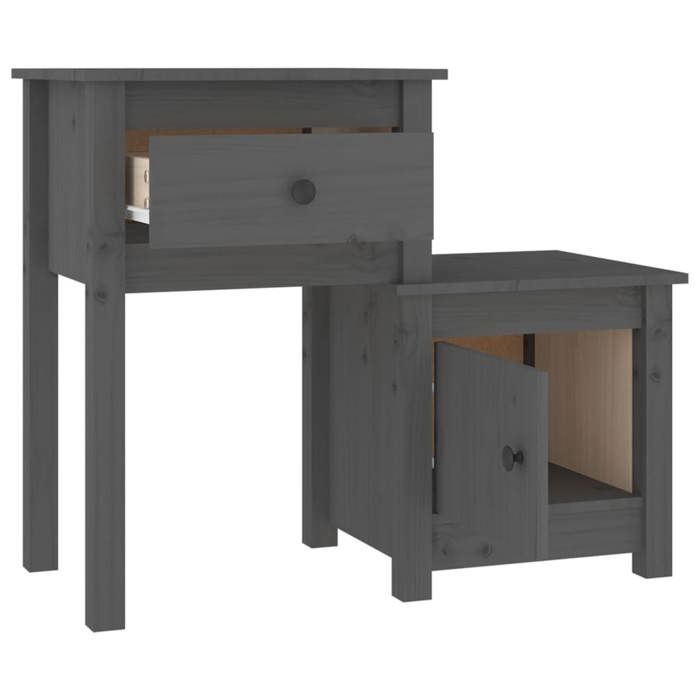 Maison Exclusive - Tables de chevet 2 pcs Gris 79,5x38x65,5 cm Bois de pin massif