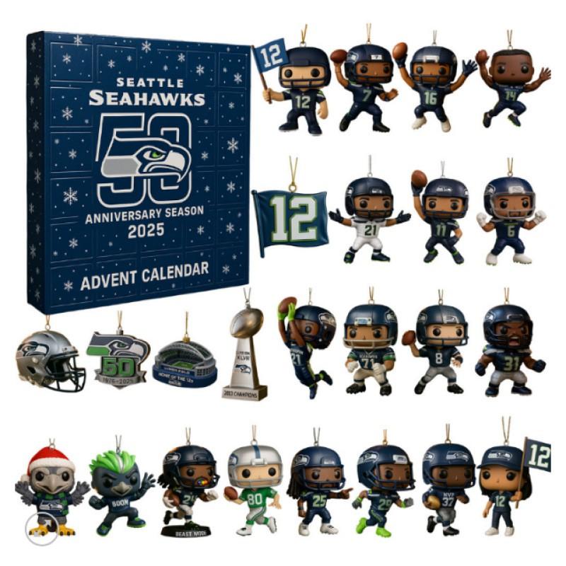 Seattle Seahawks 50. Adventskalender Blind Box Weihnachtsbaumschmuck Acryl Anhänger