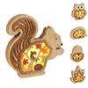 Wooden Ornaments With LED Light Squirrels Owls Hedgehogs Shape Carving Art Crafts Desktop Decoration For Thanksgiving Harvest Festival