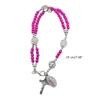 Catholic Cross Finger Chain Double Layer Imitation Pearl Beaded Wrist Chain Cross Rosary Bracelet for Women and Girls