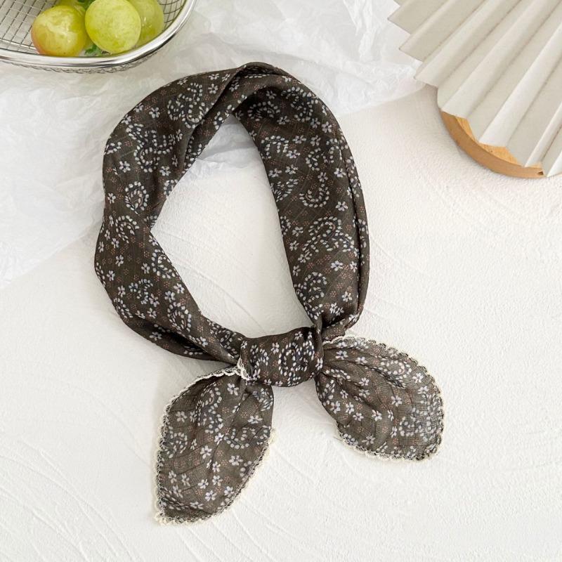 Silk scarf new retro literary cotton and linen square scarf decorative scarf floral headscarf headband multi-purpose scarf small shawl