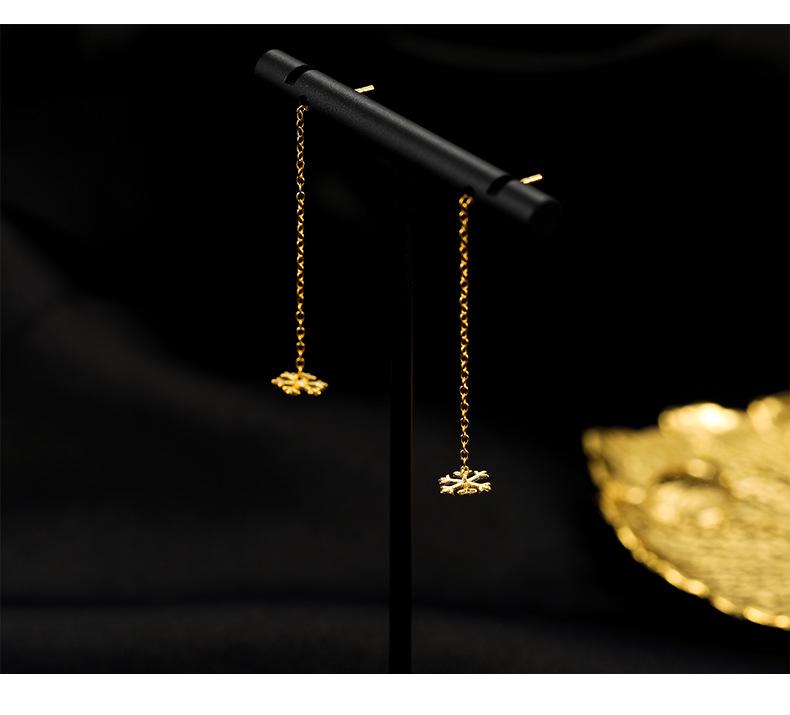 Banyan Tree S925 Silver Snowflake Tassel Earrings for Women – Korean Style