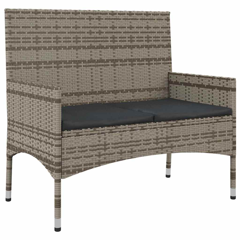 4 Piece Garden Lounge Set with Cushions Gray Poly Rattan