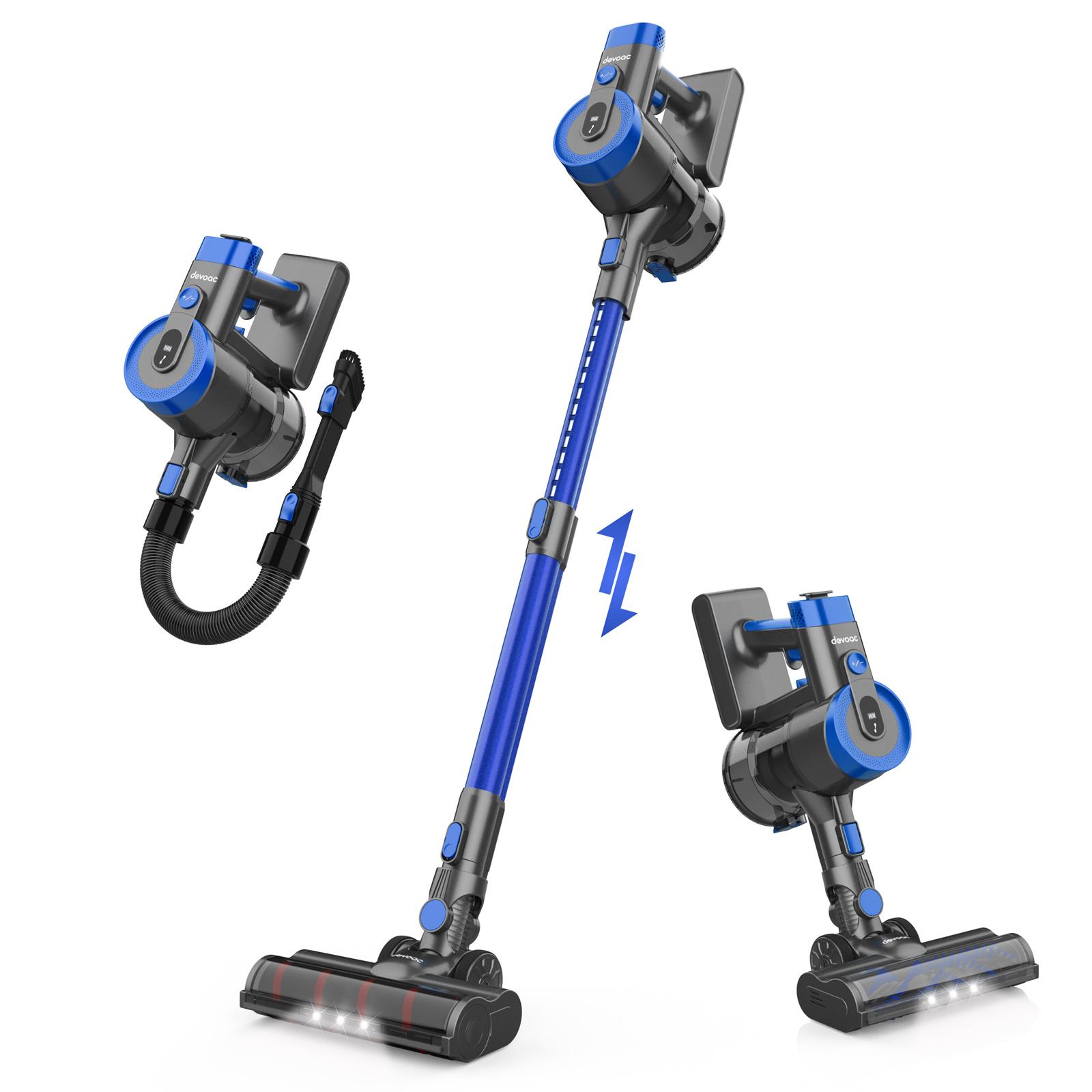 

Беспроводной пылесос DEVOAC V90, 6 в 1, сверхлегкий пылесос с ручным управлением, двигатель 365 Вт, 28 кПа, для уборки шерсти домашних животных с твердых полов us синий