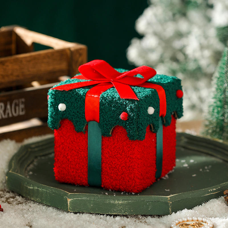 Christmas Gift Box Reindeer Xmas Tree Felt Box with Ribbon Multifunctional Plush Candy Treat Box for Small Gifts Snacks Christma