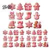 Decorative Wood Shapes for Christmas 12/24/36Pcs Pink Gingerbread Wooden Ornaments, Xmas Tree Hanging Decorations, Cute Cookie Ornaments Festive