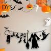 Bedroom Wall Sticker Halloween Hanging Ornaments, Acrylic Witch Hat Cloak Socks Shoes Broom Black Festive Room Decor Cat Party Decor, Decorative