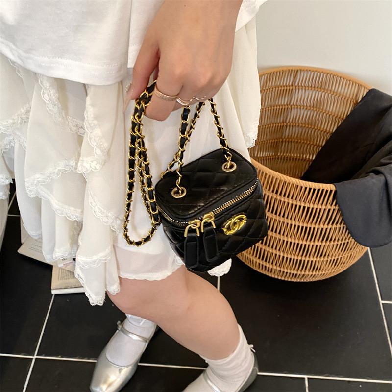 Childrens Fashion Lattice Print Solid Color Crossbody Bag With Pu Material For Toddler Girls Daily Use