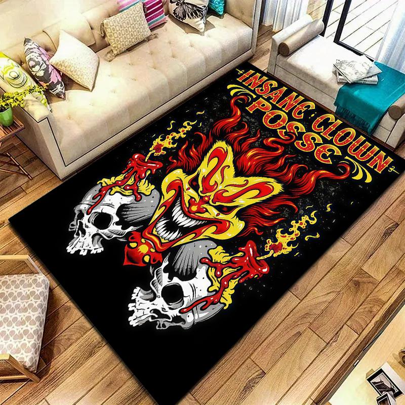 Dark Street Skull Pattern Square Carpet,Area Rug,Carpet Rug for Living Room Bedroom Sofa Playroom Decor,Non-slip Floor Mat,Holiday Birthday Gifts