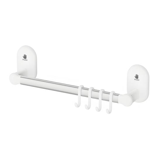 Bathroom Towel Holder with Hooks Strong Load-bearing Simple Installation Suction Cup Towel Bar Hanger Wall Hook
