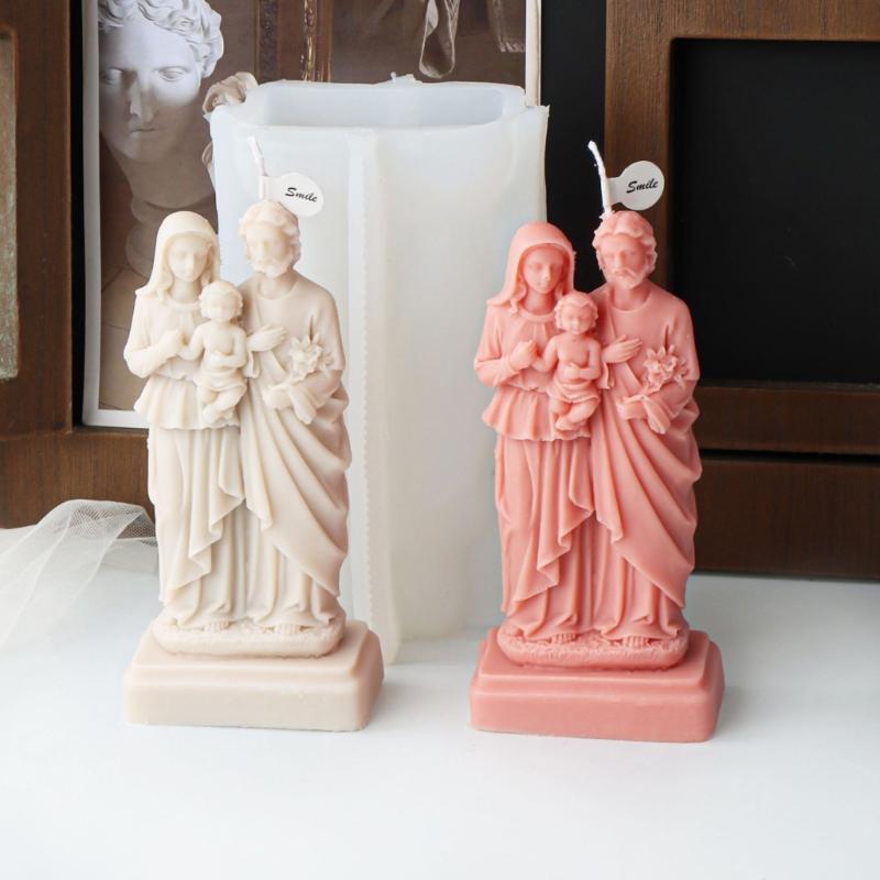 El Yapımı Sabun Alçı Reçine Aromaterapi Mum Silikon Kalıp Masaüstü Dekorasyonları için 3D Jesuses Silikon Mum Kalıbı