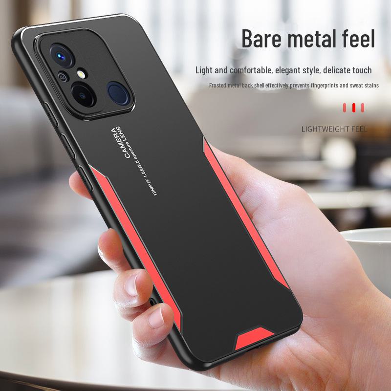 Metal Blade Redmi 12C Phone Case, Aluminum Alloy Protective Cover for Redmi 10, 9A/8/Men and Women Frosted Hard Shell