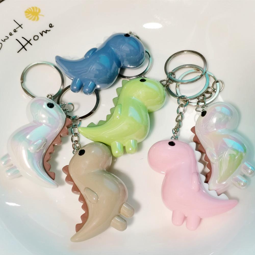 Cute Sweet Smooth and Shiny Cartoon Dinosaur Key Rings for Women Charm Fashion Doll Bag Key Chain Accessories Friendship Gift