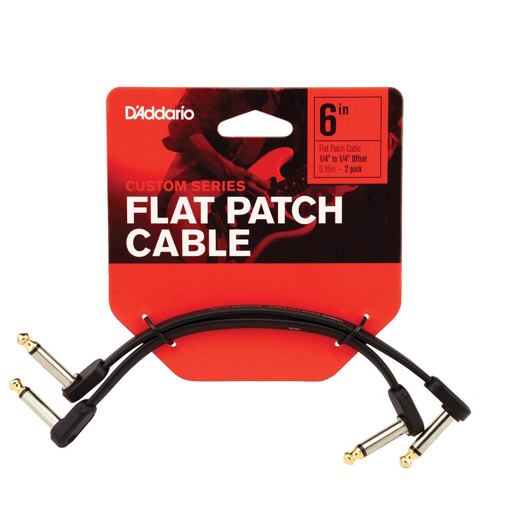 D'Addario Flat Patch Cable (Shielded Cable) 2-Pack PW-FPRR-206OS (15cm L-L Crank)