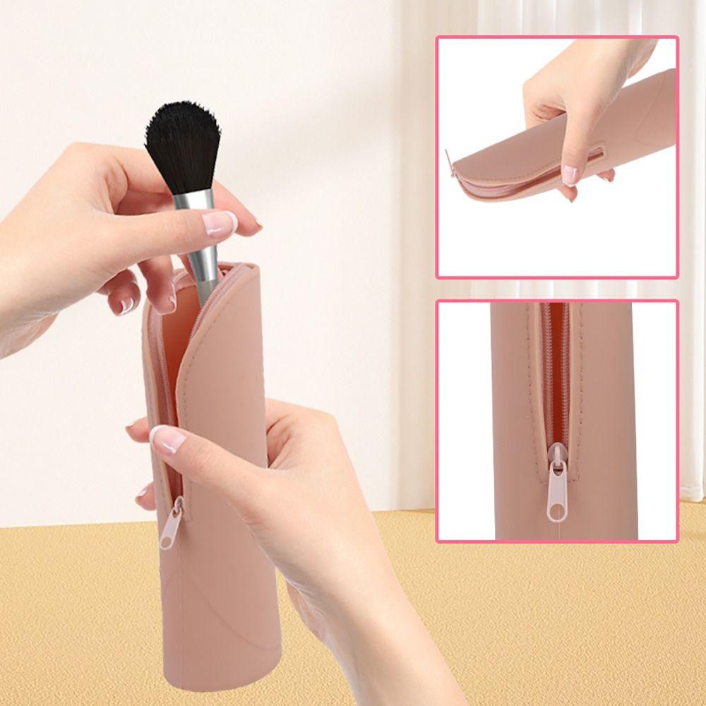 1pc with Zipper Brush Bag Case Silicone Cosmetic Brush Bag Special Design Brush Holder Women Beauty