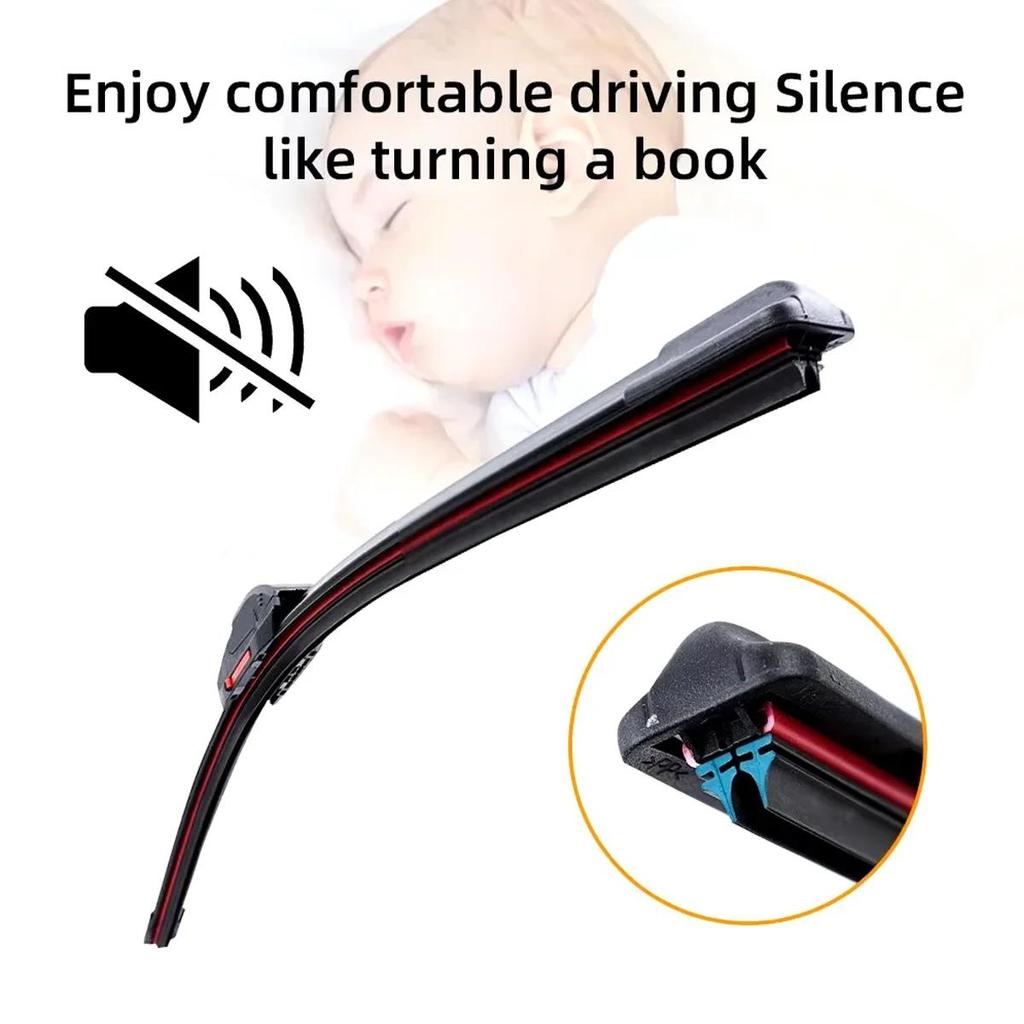 Interfejs typu J/U Uniwersalna Nowa Generacja 1 szt. Wycieraczka przedniej szyby typu J 35cm-65cm Pióro wycieraczki Wielofunkcyjna Podwójna Gumowa Pasek Wycieraczki Samochodowe Szyby