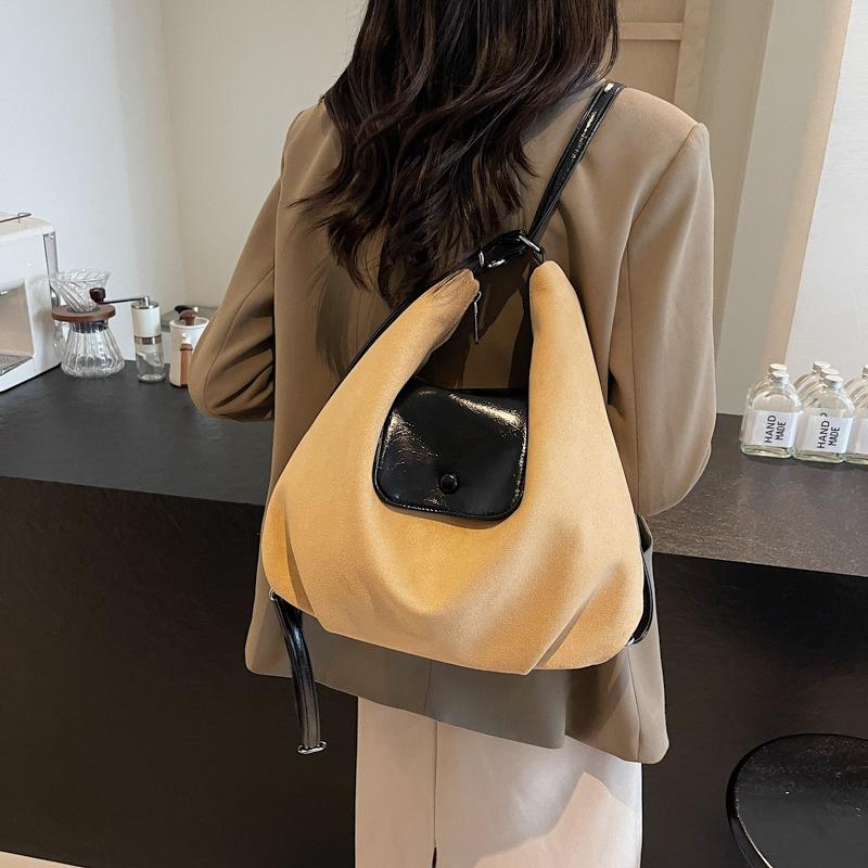 Star Yang Mi leopard print backpack women's autumn and winter retro large capacity drawstring single shoulder tote bag commuter backpack