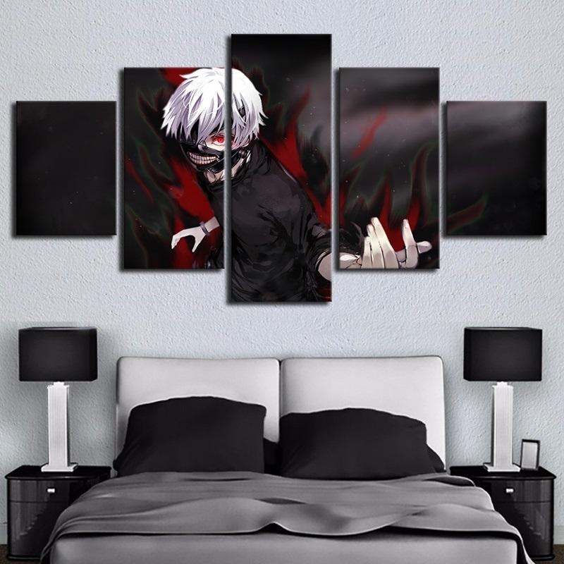 

No Framed Canvas 5Pcs Kaneki Ken Zombies Wall Art Poster Picture Home Decor For Living Room Paintings Decorations 20x35 20x45 20x55cm