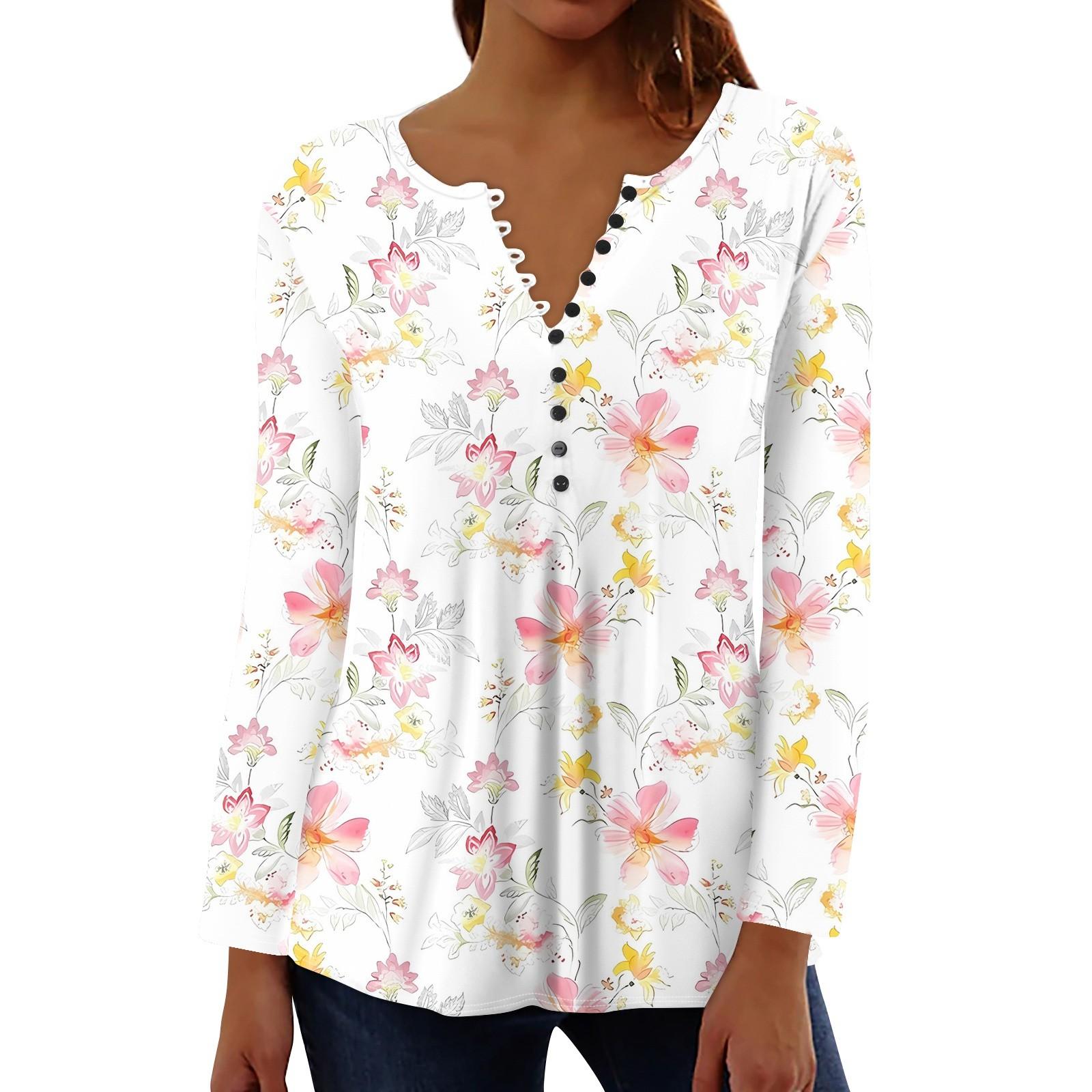 

Женский повседневный топ свободного покроя с длинным рукавом и пуговицами M