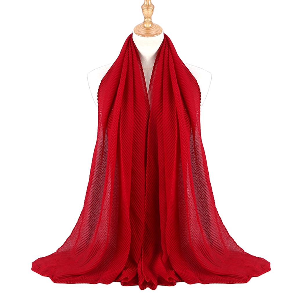 

80x180cm Pleated Linen Hijab, Solid Headscarf Shawl 80*180cm