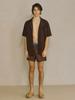 Wave Seoul Terry Open Collar Shirt Brown