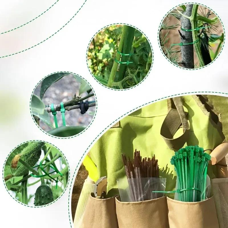 500Pcs Green Nylon Self Locking Cable Ties Heavy Duty Garden Plant Fastening Straps Multi Purpose Wire Bundle Organizer