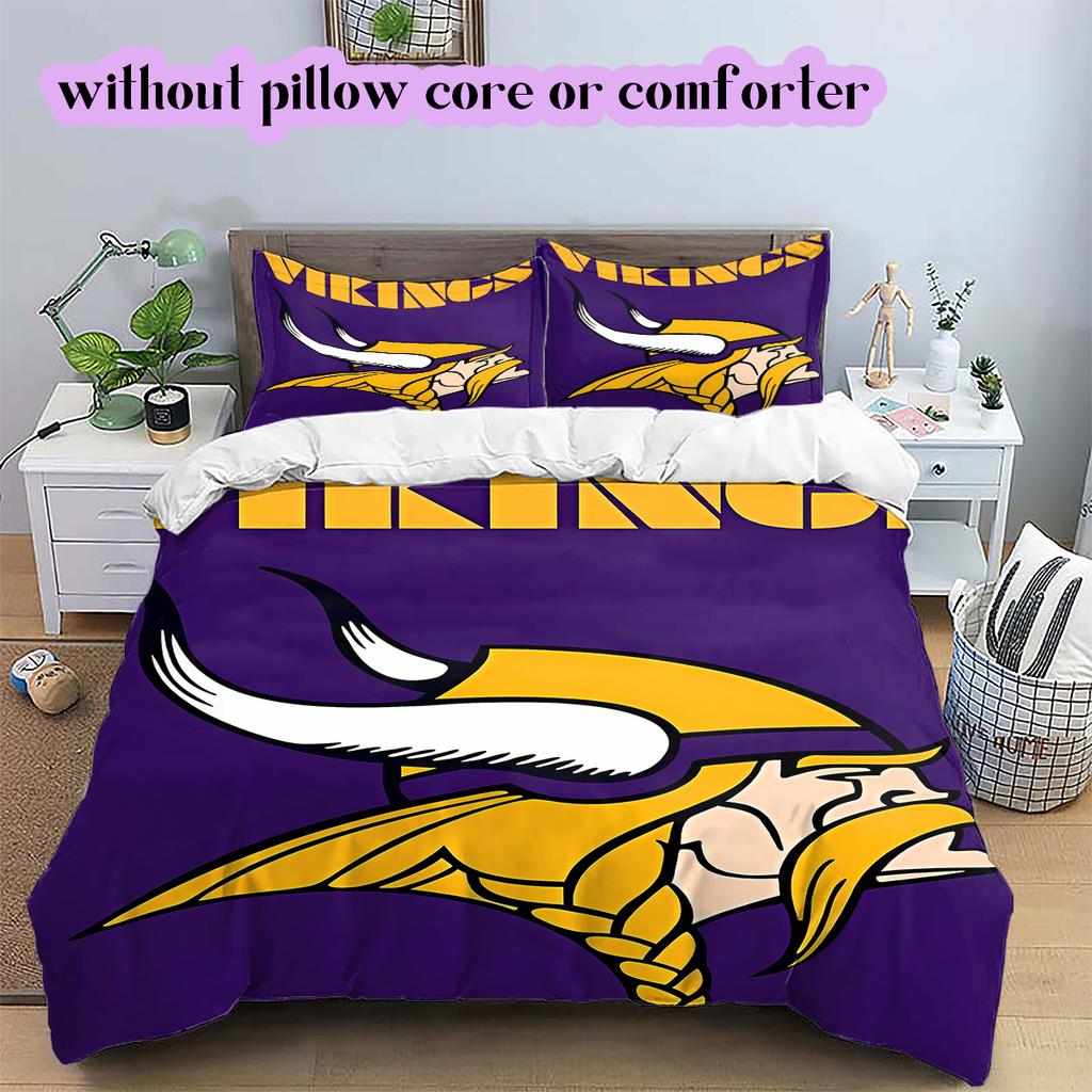 football Logo Pattern Bedding Quilt Set Quilt Cover Pillowcase Home Decoration Birthday Gift (1*duvet cover+ 2*pillowcase, without core)