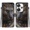 Handmade PU Leather Flip Case for Xiaomi Poco F6 Anti-Slip Shockproof Cover with Wrist Strap & Heart/Rose Cat Designs