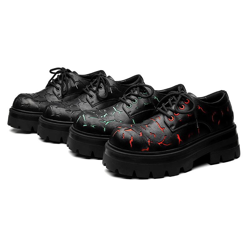 Derby Shoes Men's Autumn Low-top Niche Martin Shoes Platform Black Tooling Shoes British Casual Small Leather Shoes 2905-M