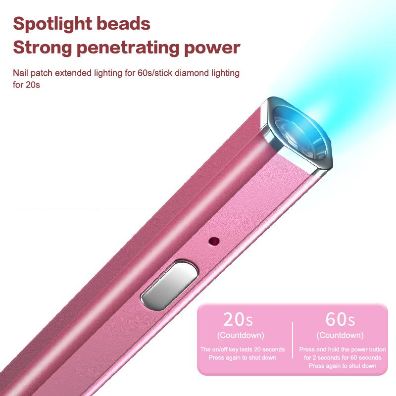 Portable Mini Nail Lamp Portable Metallic Mini Uv Light For Gel Nails With 2 Timers 20S/60S