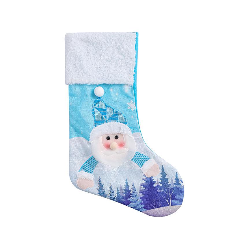 Christmas Socks With Lights, Blue Snowman Glowing Candy Bag Christmas Shu Decorative Gift Socks