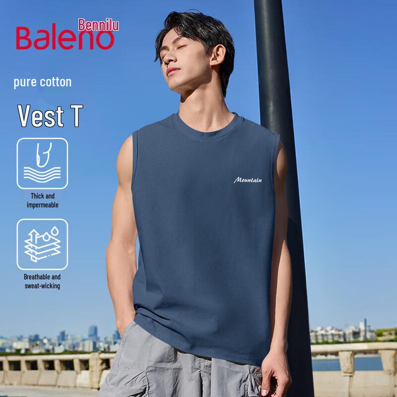 Baleno Men's Cotton Mountain X Graphic Sleeveless Vest