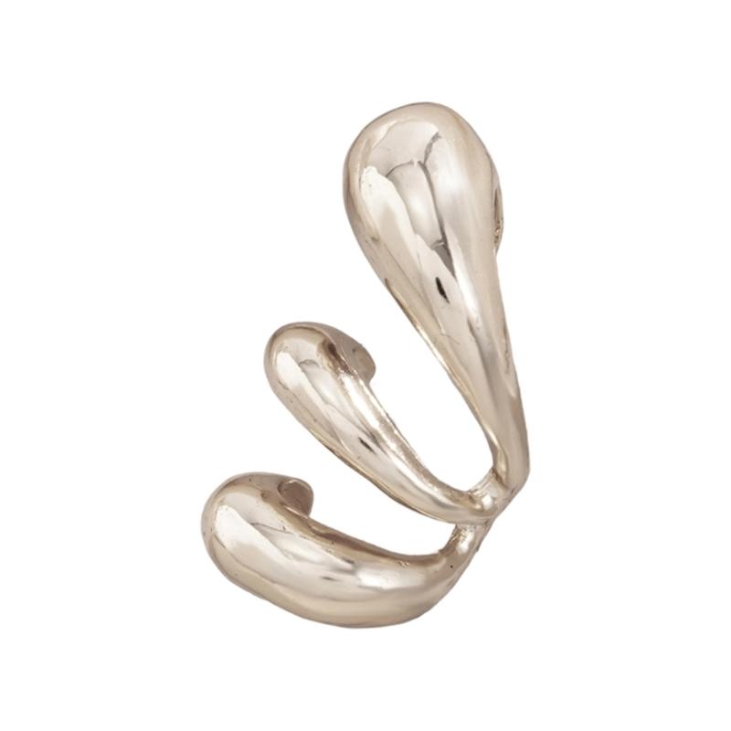 Artistic Layered Cutout No Piercing Earrings Double Tone Choices Lightweight Alloy Design Ear Accessories For Women