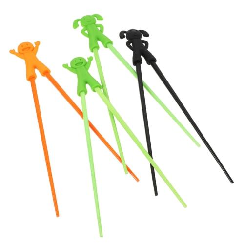 Mikinona 4-Pair Beginner's Cartoon Design Training Chopsticks Set for Kids, Smooth Material for Babies, Helps Children Gain Independence and Enjoys a