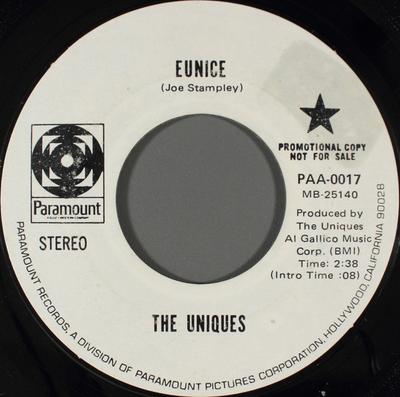 7-Zoll Schallplatte UNIQUES - Eunice PAA0017 Paramount Recor 1970 US Rock Gebraucht
