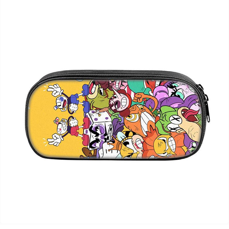 Cuphead Cartoon Pen Case Nylon Storage Pouch For Students And Kids