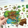 Cartoon Landscape Sticker Cat House Scene 3D Three-dimensional House Unzip DIY Scene Handbook Sticker