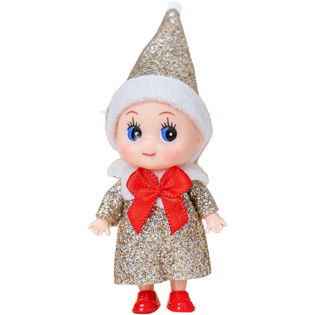 Colorful Vinyl Doll Christmas Ornament 4 Inch Baby Doll with Movable Limbs for Bookshelf and Holiday Decoration