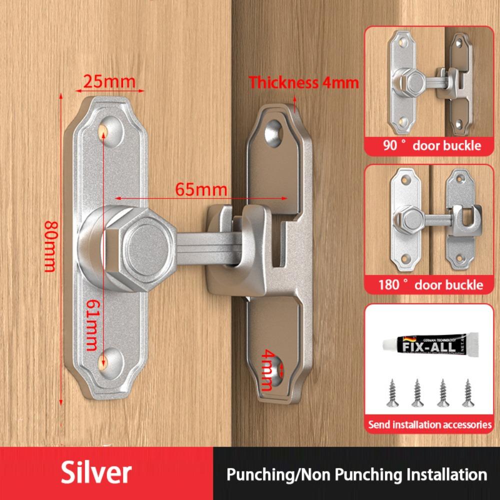 

Противоугонная дверная защелка, замок для ящика без сверления, высококачественная дверная задвижка, бытовая Silver