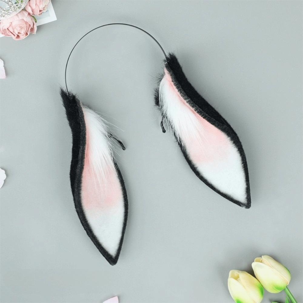 Soft Rabbit Ears Hair Hoop Faux Fur Plush Headwear Fashion Bunny Ears Headband Cosplay