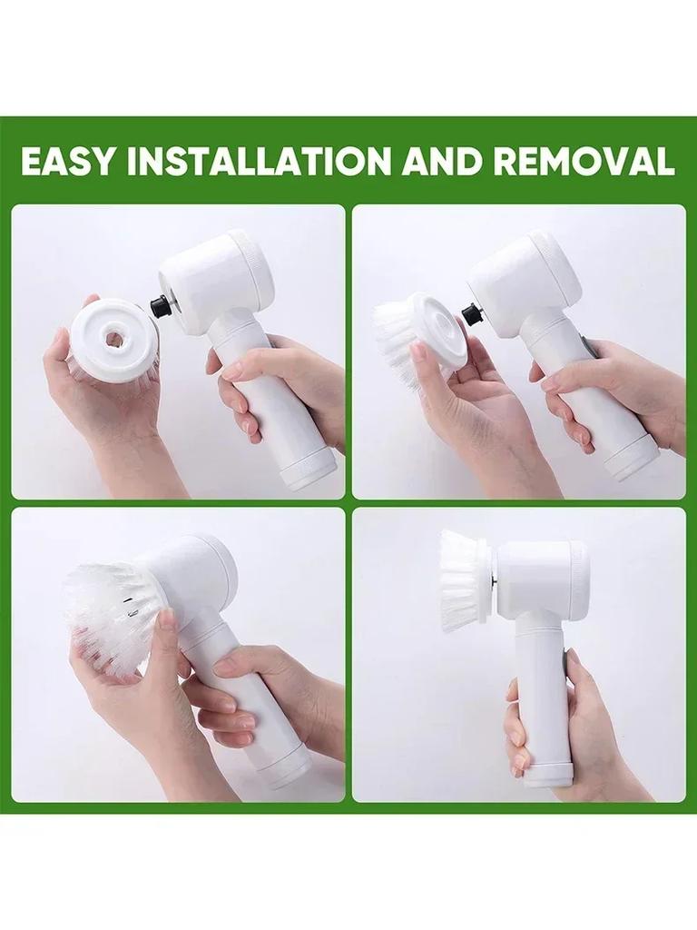 5 Replaceable Brush Heads Electric Spin Scrubber Cordless Spin Scrubber Electric Cleaning Brush Cleaning Tools