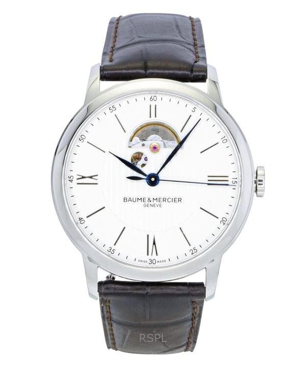 Baume & Mercier Classima Leather Strap Open Heart Silver Dial Automatic M0A10524 Men's Watch