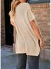 2024 Women's Summer Solid Color Knit Crew Neck Pullover T-Shirt - European & American Casual Loose Fit, Drop Shoulder, Short Sleeve Top