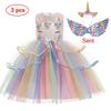 Unicorn Tutu Dress for Girls - Rainbow Princess Birthday Party Dress + Halloween Costume, 2-in-1 Kids Fancy Dress