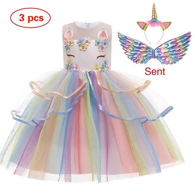 Unicorn Tutu Dress for Girls - Rainbow Princess Birthday Party Dress + Halloween Costume, 2-in-1 Kids Fancy Dress