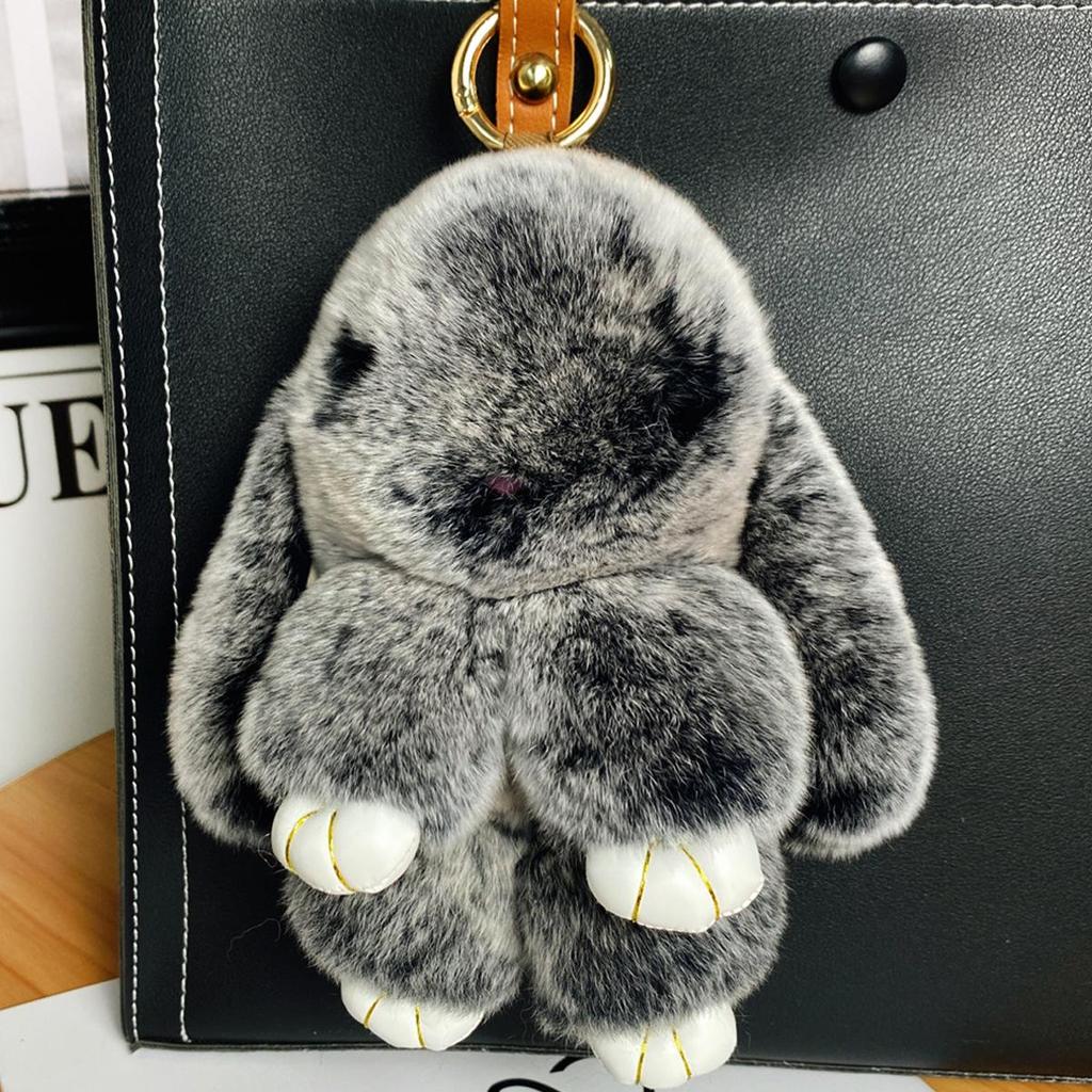 Mini Rex Rabbit Fur Pom Pom Keychain Bag Charm Keyring