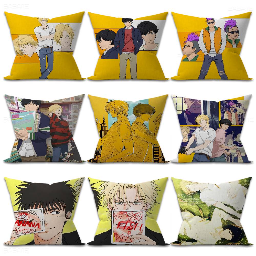 Banana Fish Pillow Cover for Bedroom Room and Living Room Sofa Decorative Cushion Cover