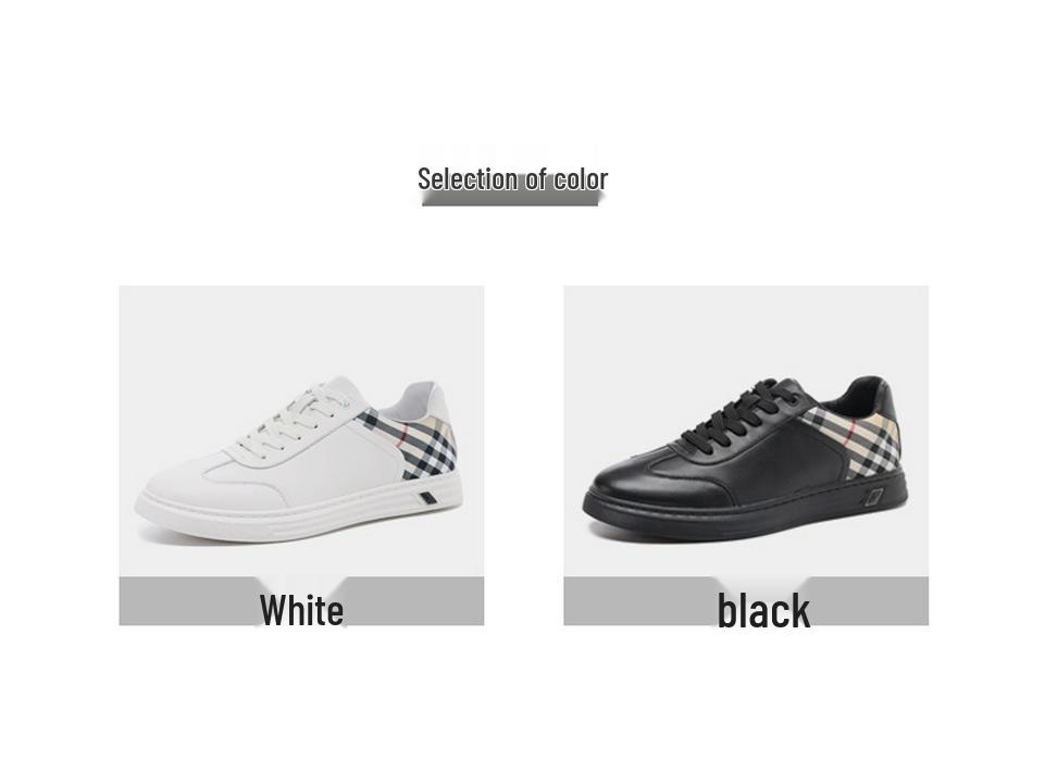 2025 Autumn Trendy Men's Genuine Leather Casual Lace-up Skate Shoes, Color Block Design