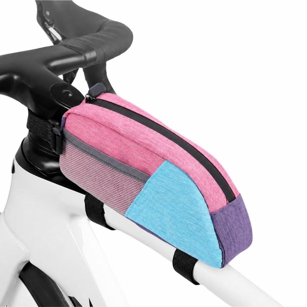 Sac de Guidon Amovible pour Vélo Sac Triangle Polyester pour Cadre de Vélo Rangement Outils de Réparation Vélo
