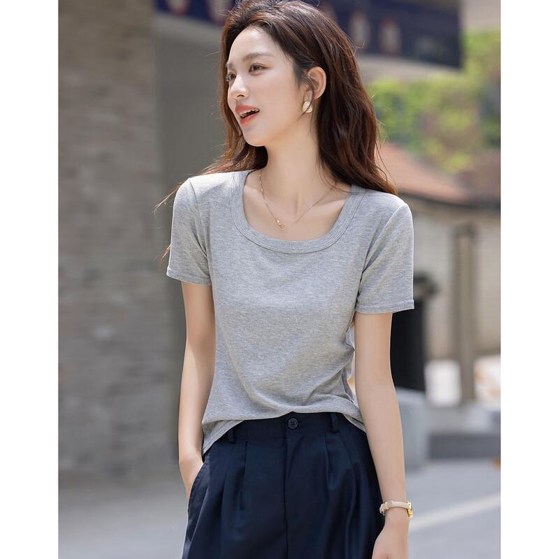 Demana Elegant U-Neck Short Sleeve T-Shirt M